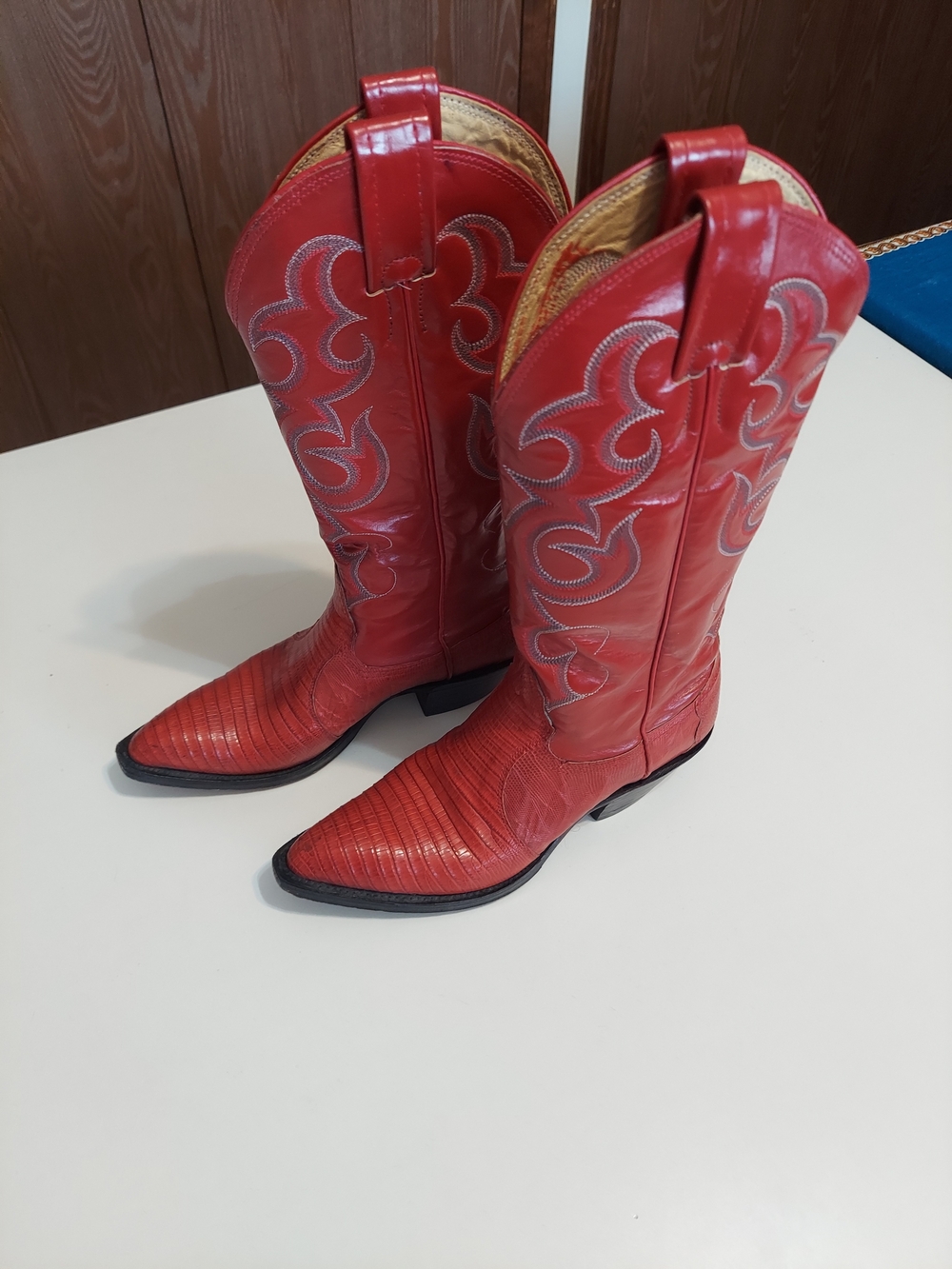 Roots Red Leather Western Heeled Boots